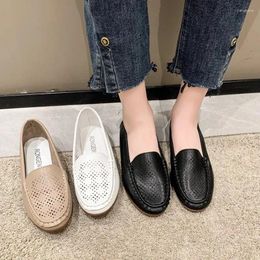 Casual Shoes Women Flat Summer Beef Tendon Bottom Women's Loafers Trend Light Slip On White Sneakers Hollow Out Fashion Plus Siz