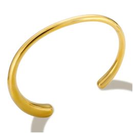 Bangle Irregar Thick Tube Open For Women Fashion Gold Plated Stainless Steel High Quality Jewellery Gift Drop Delivery Bracelets Dh9Ok