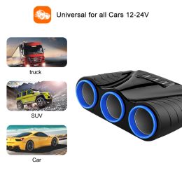 12V-24V Car Cigarette Lighter Socket Splitter Plug LED Auto Sockets Adapter USB Car Charger For Mobile Phone MP3 DVR Accessories