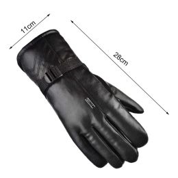 Cycling Gloves Winter Faux Leather Gloves Men Driving Mittens Warm Touch Screen Male Windproof Men Motorcycle Riding Gloves