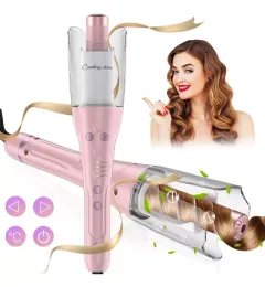 Irons Automatic Curling Iron, Ceramic Rotating Hair Curler with 4 Temps, Portable Curling Wand, Fast Heating Iron for Styling