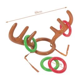 Inflatable Reindeer Antler Ring Toss Game Christmas Tree Santa Ring Toss for Christmas Party Games Adult Kids New Year Xmas Gift