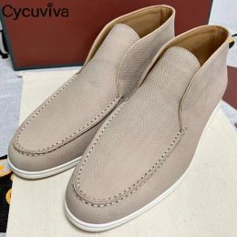 Loafers High Quality Leather Flat Casual Shoes Women High Top Loafers Slip On Mules Male Summer Walk Shoes Men Botas Mujer Unisex 2023