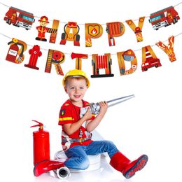 Fire Trucks Water Spraying Ladder Car Cake Topper Decor Birthday Party Hero Fireman Theme Birthday Boy 1st Birthday Cake Topper