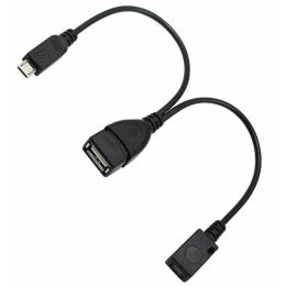 20cm 2 in 1 Micro USB Host Power Y Splitter USB 2.0 Port Terminal Adapter OTG Cable For Fire Tv 3 Or 2nd Gen Fire Stick