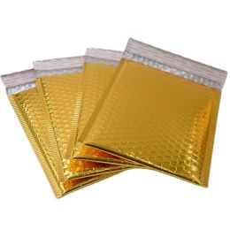 Accessories 20pcs Gold Padded Shipping Envelope Metallic Bubble Mailer Gold Aluminium Foil Gift Bag Packing Wrap