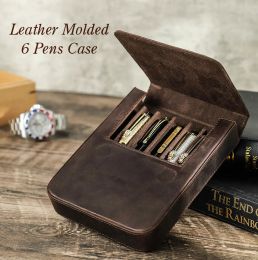Cases Handmade Pen Case Leather Pen Pencil Case Bag Vintage Creative Pen Pouch Holder Men Women Retro School Stationary Organizer