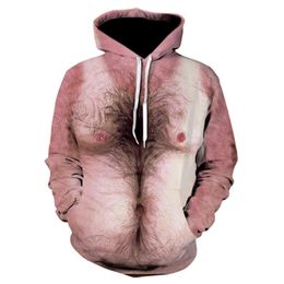 Erkek Hoodies Sweatshirts Kas Göğüs Saçı 3D Baskı Erkekler Sweatshirt Plover Sudaderas Para Hombre Komik Sokak Giyim Hayvan Stranger T DHVXJ