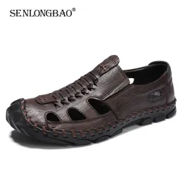 Sandals Brand Summer Genuine Leather Roman Men's Sandals Business Casual Shoes Outdoor Beach Wading Slippers Men's Shoes Big Size 3848