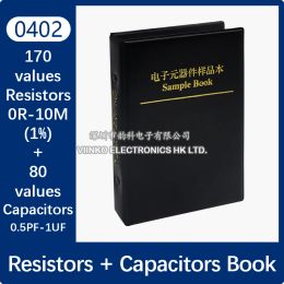 Capacitor Resistor Mixed Book 0201 0402 0603 0805 1206 1% SMD Chip Resistance 0R-10M Capacitance Assortment Kit Sample Set