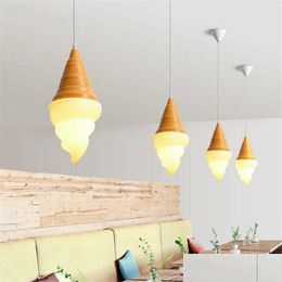 Pendant Lamps Creative Ice Cream Cones Light Suspension Hanging Lamp For Bedroom Cafe Home Decor Dessert Shop Fixture Drop Delivery Dhtpw