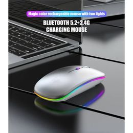 NEW 2024 Bluetooth Mouse Tablet Notebook Office Dual Battery Bluetooth Mouse Single Mode G Silent Thin Wireless Mouse