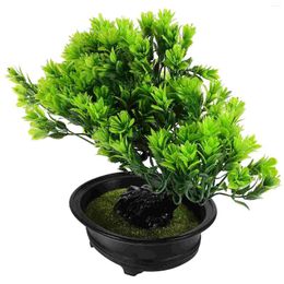 Decorative Flowers Artificial Bonsai Pine Tree Faux Potted Plant Desktop Fake Guest-greeting
