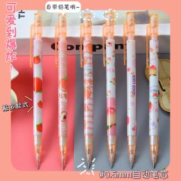 Pencils 50PCS Cartoon Peach Mechanical pencil High Appearance Students Press Pencil Creative Stationery Sharp free Sketch Active Pencil