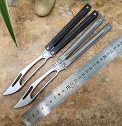 New Theone JK Balisong Butterfly Training Trainer Knife Not Sharp D2 Blade Channel Titanium Handle Swing Jilt Knives Chimaera Hom E7104358