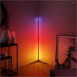 Table Lamps Led Floor Lamp Modern Rgb Light W/ Remote Control For Bedroom Living Room Atmosphere Standing Indoor Lighting Drop Delive Dhble