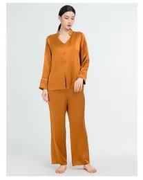 Home Clothing Loose And Comfortable Silk Pajama Set Mulberry V-Neck Elegant Nightwear