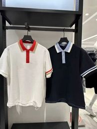 Men's T-Shirts Golf clothing mens color matching lapel short sleeved T-shirt casual sports top J240402
