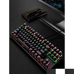 Keyboards K7 Punk Mechanical Keyboard Usb Wired Green Axis 87 Key Colorf Light Game Office Computer Keyboard59166229139770 Drop Delive Ottpl