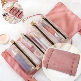 Storage Bags Foldable Cosmetic Bag Makeup Portable Travel Wash Tote Bathroom Detachable Creative 4 In 1 Hanging Women'S Home Supplies
