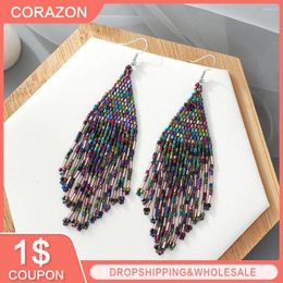 Cat Carriers Handcrafted High-quality Stylish Colorful Fringe Dangle Earrings Statement On-trend Bohemian Versatile Artisanal