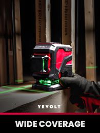 YEVOLT YVGLL4XS12TB2 3-Plane Green Beam Laser Level Kit 360 3D 12-Line 3000mAh 3.6V Battery Ground Self-Leveling Measuring Tools