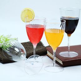 Disposable Cups Straws 8Pcs Plastic Wine Champagne Glasses Flutes Clear Drinkware Wedding Shower Toasting Party Supply