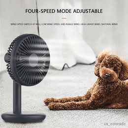 Electric Fans Portable Desk Fan 1200mAh Desktop Quiet Mini Cooling Fan USB Charging Air Cooler Table Fan 4-speed Electric Fan for Home Camping