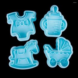 Baking Moulds DIY Cute Craft 4Pcs/Lot Embossing Plunger Fondant Cutter Decorating Sugar Cake Mold Baby Toy Tool