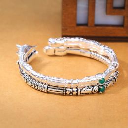 Bangles Sier Jewellery Black Dragon White Fox Bangle Vintage Style Sterling Sier Openings Couple Bracelet Fashion Woman Girl Party