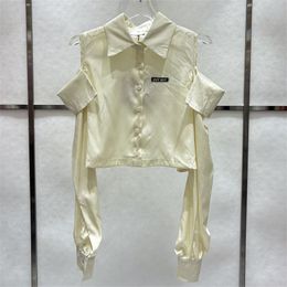 Brand Women Blouse Shirt Long Sleeve Luxury Designer Woman Tops Charming Light Yellow Young Lady Lapel Shirts