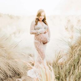 Lace Pregnant Woman Dress Maternity Dresses For Po Shoot Robe Grossesse Baby Shower Pography 240326