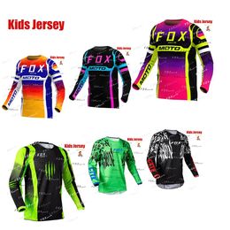 MTB Kids Enduro BAT FOX Downhill Mountain Bike Tshirt Motocross Motorcycle QuickDry Childrens 240403