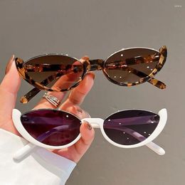 Sunglasses Half-frame Cat Eye Vintage Fashion Small For Women Trendy Sun Glasses Y2K Style Shades Eyewear