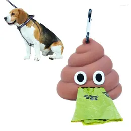 Dog Apparel Mini Bin Bag Carrier Pet Waste Dispenser In Poop Shape Portable Pickup Bags Holder For Outdoor