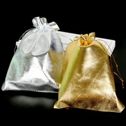 10Pcs Metallic Foil Cloth 7x9/9x12/10x15cm/13x18cm Organza Bags Wedding Decoration Favour Gifts Shinning Candy Packaging Pouchesfor metallic foil pouches