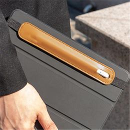 Luxury PU Leather Elastic Buckle Pencil Case for Book Notebook Pen Bag Touch Screen Pen Cover for Office Meeting Easy Carry