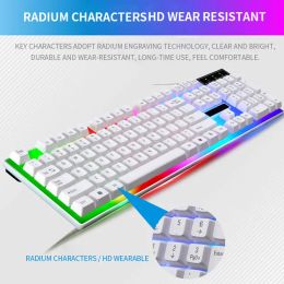Gamer Keyboard And Mouse Combo Set RGB LED 104-Key Wired Gaming Keyboard Mouse Set for Notebook Laptop Desktop PC Tablet
