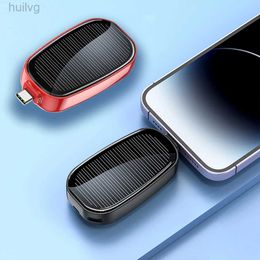 Cell Phone Power Banks 1200mAh Portable Solar Phone Charger Compact Power Bank Mini Keychain Power Bank Small For Phone TYPE-C Emergent Backup Power 2443