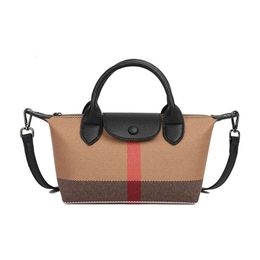 New Luxury Shoulder Bag Canvas Fashionable Striped Classic Niche Temperament Light Black Cover Brown Random Hair