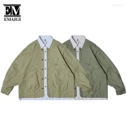 Men's Jackets Men Multi Pocket Japanese Streetwear Fashion Loose Casual Vintage Pure Cotton Cargo Jacket Cityboy Korean Outdoor Coat