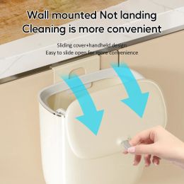 9/13L Wall Mounted Trash Can with Lid Kitchen Sink Trash Can Anti Odor Hanging Trash bin For Cabinet Door Bathroom Wastebasket