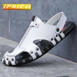 Sandals Summer Men Beach Sandals White Black Roman Sandals Mens Popular Beach Slippers Man Good Quality Walking Sandals Men