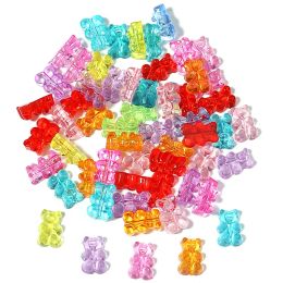 50pcs Colourful Transparent Cute Gummy Bear Acrylic beads for Jewellery Making DIY Necklace Bracelet Earrings Christmas Gift