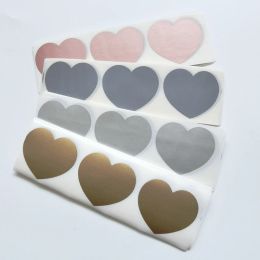 Love Heart Scratch Off Sticker 100pcs 30x35mm Silver Grey Rose Gold