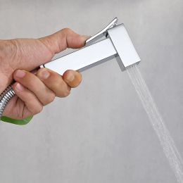Bidet Faucet Black Toilet Faucet Handheld Bidet Sprayer Set Cold Hot Water Mixer Crane Hygienic Shower Square Shower Head
