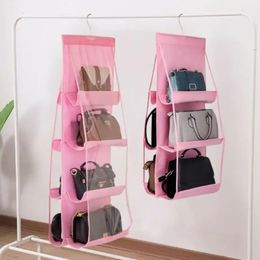 new 2024 New 6/8 Pockets Shelf Tote Rack Bag Clear Hanging Purse Handbag Organiser Storage Holder Wardrobe Closets for purse Organiser for