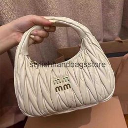 Cross Body Miao genuine leather pleated bag sheepskin OBO portable underarm same style as Zhang Yuanying fairy high-end single shoulder H240403