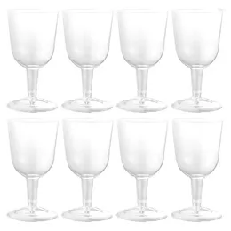 Disposable Cups Straws 8pcs 180ml Wine Glasses Clear Plastic Champagne Goblets Cocktail Detachable Wedding Party Drinkware