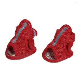 Dog Apparel Casual Anti-Slip Shoes Puppy Small Pet Spring Summer Breathable Soft Mesh Sandals Supplies Size 2# 3# 5# 4PCs/ Set